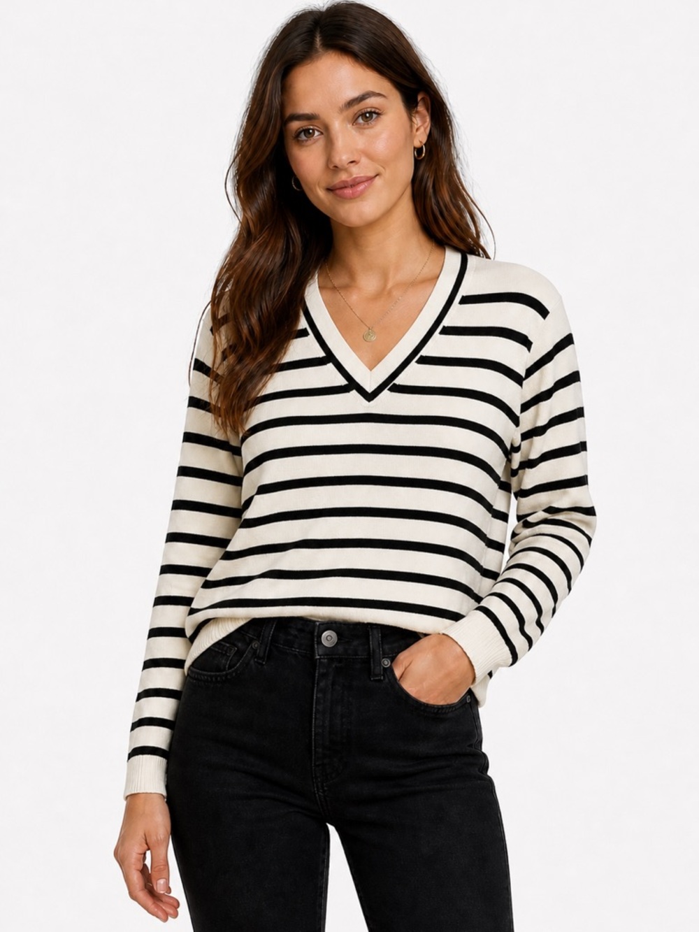 J.Crew striped lightweight cotton knit sweater